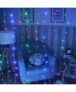 Instalatie de Craciun MAGIC CHRISTMAS, tip perdea ploaie, 8x1 m, 300 leduri, multicolor, MC019M