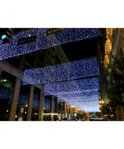Instalatie de Craciun, tip PERDEA, 9m / 1m, 350 leduri, ALB RECE, AGR010W led-uri mari