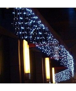 Instalatie de Craciun, tip PERDEA, 9m / 1m, 350 leduri, ALB RECE, AGR010W led-uri mari