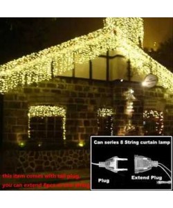 Instalatie de Craciun, tip PERDEA PLOAIE 8x1 metri , 300 Led uri, Alb Cald AGR019WW