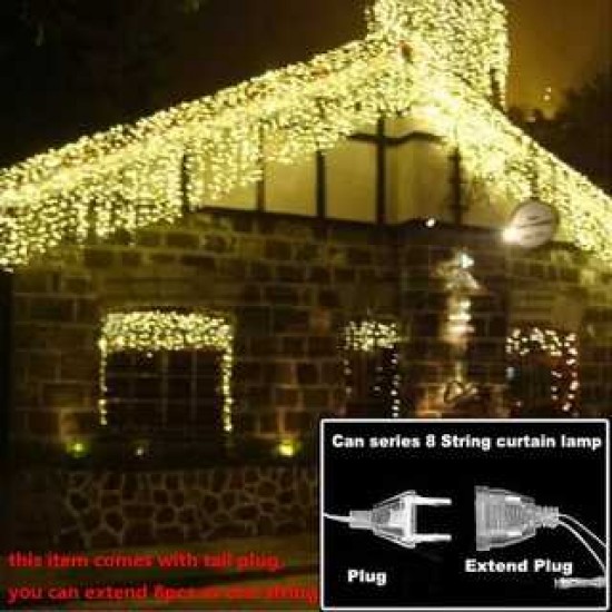 Instalatie de Craciun, tip PERDEA PLOAIE 8x1 metri , 300 Led uri, Alb Cald AGR019WW