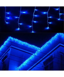 Instalatie de Craciun tip perdea turturi casa fir gros rezistent exterior blue 9m x 0.8m