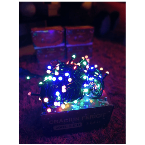 Instalatie decorativa pentru Craciun/Brad - 200 LED-uri multicolore (18 metri)