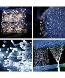 Instalatie pentru Craciun tip Perdea, 8x1 m,340 LED , Alba, Interconectabila