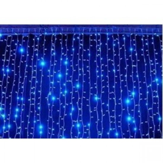 Instalatie pentru Craciun tip Perdea, 8x1 m, Albastru, 340 LED, Interconectabila