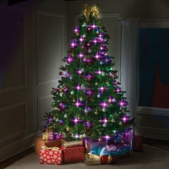 Pachet promo: Instalatie de craciun cu 48 LED si 16 culori / globuri luminoase, 5 programe, Tree Dazzler + Instalatie Craciun, 100 LEDuri, lumina multicolora, 10 m