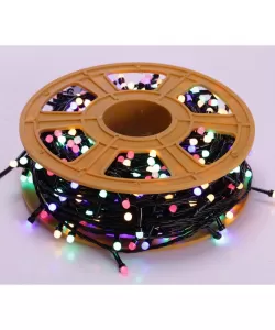 Pachet promo: Instalatie luminoasa liniara pentru exterior - 100m, Multicolora cu fir negru si led-uri mari + Instalatie pom de Craciun, 5m 140 Bec, Multicolor