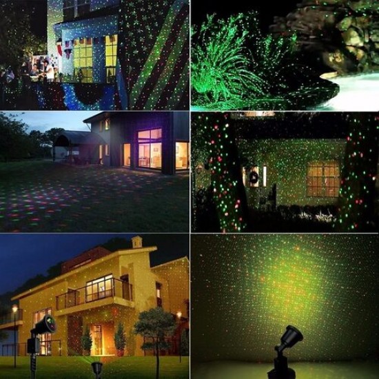 Proiector LED T 3D Metalic Ambiental Interior/Exterior cu 8 Efecte de Lumini Miscatoare si Telecomanda
