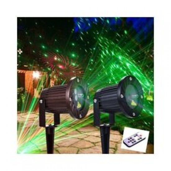 Proiector LED T 3D Metalic Ambiental Interior/Exterior cu 8 Efecte de Lumini Miscatoare si Telecomanda