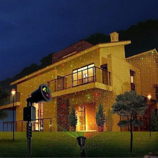 Proiector LED T 3D Metalic Ambiental Interior/Exterior cu 8 Efecte de Lumini Miscatoare si Telecomanda