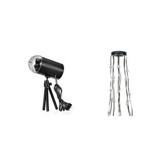 Set - 1 x instalatie pentru brad cu 64 led-uri in 16 culori + 1 x proiector tip glob cu rotire automata si jocuri de lumini multicolore