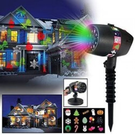 Set - 1 x proiector pentru exterior cu 12 pelicule, 1000 culori + 1 x instalatie cu led-uri multicolore, 100 m
