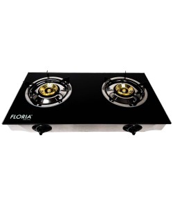 Aragaz din Sticla Securizata Floria, 2 Arzatoare, Negru