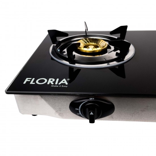 Aragaz din Sticla Securizata Floria, 2 Arzatoare, Negru