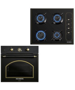 Pachet Incorporabil Rustic Cuptor Hausberg HB-8055RST, 57L, putere 2000W, Plita Incorporabila Hausberg HB-575RST, 4 arzatoare, Gaz, 60 cm