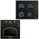 Pachet Incorporabil Rustic Cuptor Hausberg HB-8055RST, 57L, putere 2000W, Plita Incorporabila Hausberg HB-575RST, 4 arzatoare, Gaz, 60 cm