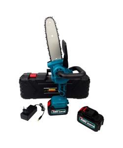 Mini Drujba German Meister 128V, 10Ah, cu 2 Acumulatori, Lama 20CM, Albastra