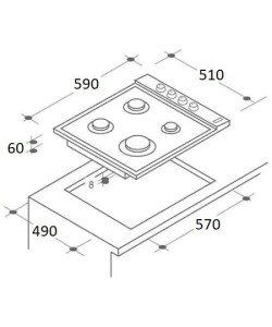 Plita incorporabila Hausberg , aprindere electrica, gaz, 4 arzatoare, sistem siguranta, Inox