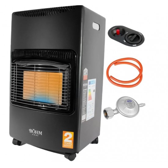 Soba pe gaz GPL , 4,20 kW , 3 trepte de putere , 20-80 m², Regulator GPL + Furtun GPL 1,5 m