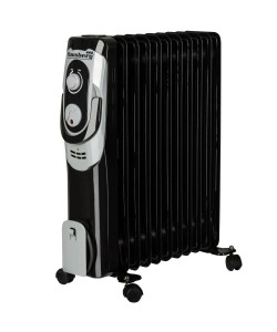 Calorifer electric Hausberg HB-8920NG, 2500 W, 11 elementi, 3 nivele de putere, termostat reglabil, Negru