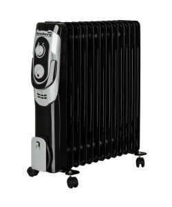 Calorifer electric Hausberg HB-8930NG, 2500 W, 13 elementi, 3 nivele de putere, termostat reglabil, Negru
