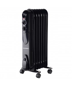 Calorifer electric cu ulei HAUSBERG HB-8905, 3 trepte, 600-900-1500 W, 7 elementi 110 mm x 580 mm, termostat reglabil, maner si rotite pentru o deplasare facila, indicator luminos functionare, negru