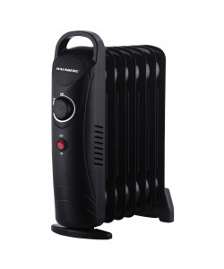Calorifer electric cu ulei HAUSBERG HB-8940, o singura treapta de incalzire, 800-1000 W, 7 elementi 110 mm x 330 mm, termostat reglabil, maner si rotite pentru o deplasare facila, indicator luminos functionare, negru