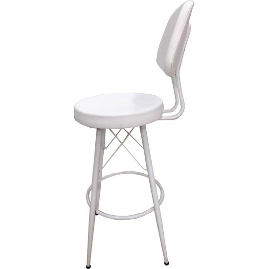 Scaun de bar Parlaya White Eiffel, pentru living, bar si bucatarie, design modern, sezut comfortabil, Alb