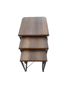 Set 3 mese de cafea Parlayan cu roti din MDF acoperit cu sticla, picioare cromate