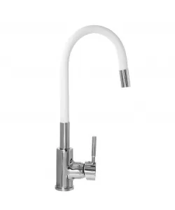 Baterie bucatarie alba, otel Inoxidabil, pipa flexibila, monocomanda cauciucata, FLEKO FZXI-CW451 Baterie bucatarie alba, otel Inoxidabil, pipa flexibila, monocomanda cauciucata, FLEKO FZXI-CW451