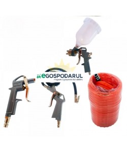 Compresor Profesional , Italy , capacitate 50 Litri , 2.5 hp , 8 bar , senzor de ulei + Set 4 Accesorii Pistol de Vopsit