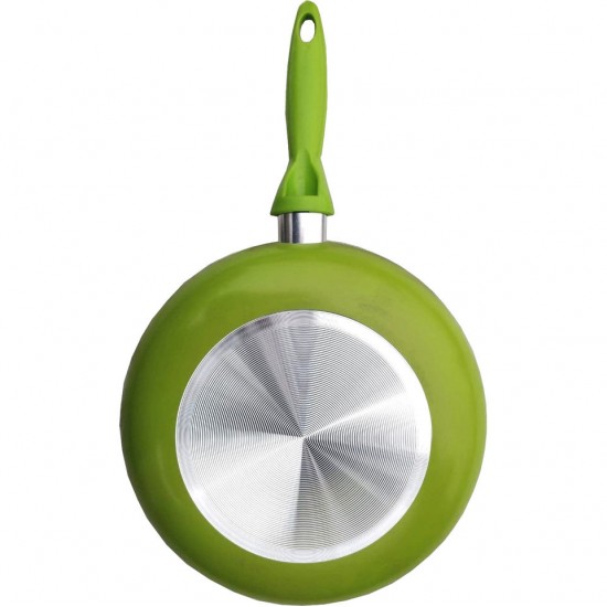Tigaie din aluminiu Harlem, suprafata ceramica antiaderenta, maner din silicon dur, diametru 22 cm, Verde