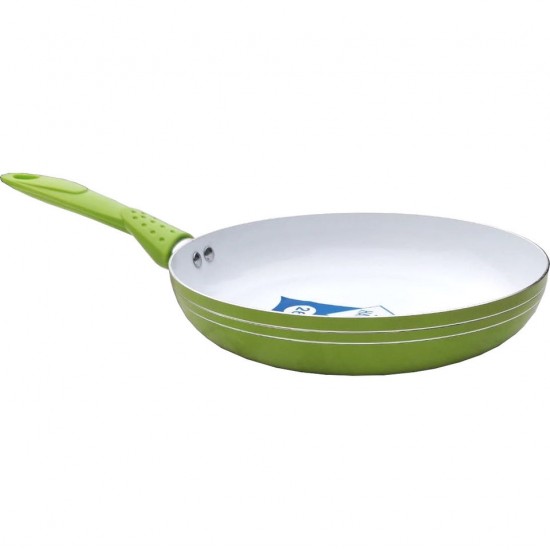 Tigaie din aluminiu Harlem, suprafata ceramica antiaderenta, maner din silicon dur, diametru 22 cm, Verde