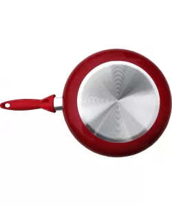 Tigaie din aluminiu Harlem, suprafata ceramica antiaderenta, maner din silicon dur, diametru 28 cm, Rosu