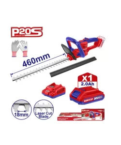 Trimmer gard viu cu 1 acumulator 2.0AH, lama 460mm, manusi protectie  Trimmer gard viu cu 1 acumulator 2.0AH, lama 460mm, manusi protectie