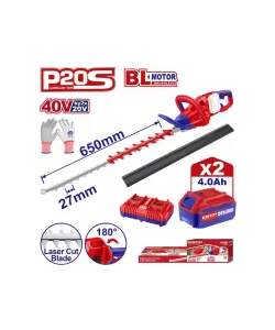 Trimmer gard viu cu 2 acumulatori 4.0AH si incarcator dublu, lama 650, manusi protectie  Trimmer gard viu cu 2 acumulatori 4.0AH si incarcator dublu, lama 650, manusi protectie