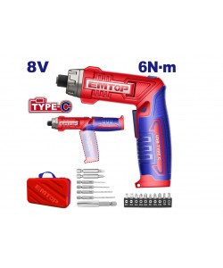 Surubelnita cu incarcare prin cablu USB, 8V, 6Nm, maner reglabil, 17 accesorii, geanta inclusa 