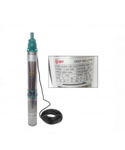 Pompa submersibila de mare adancime, DDT, QJD120-1.5, 1500 W, Inox, 8 turbine, apa curata + Presostat electronic 1575