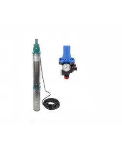 Pompa submersibila de mare adancime, DDT, QJD120-1.5, 1500 W, Inox, 8 turbine, apa curata + Presostat electronic 1575