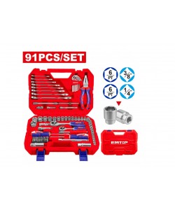 Trusa de scule si accesorii, 91 componente, cutie transport , EMTOP