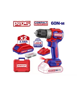 Masina de gaurit si insurubat cu 2 acumulatori 2.0AH, motor fara perii (brushless), 60Nm, 1/2", 47 accesorii, cutie transport , EMTOP Masina de gaurit si insurubat cu 2 acumulatori 2.0AH, motor fara perii (brushless), 60Nm, 1/2", 47 accesorii, cutie transport , EMTOP