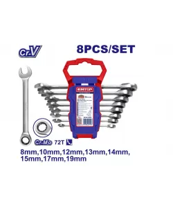Set 8 chei cu clichet 8-19mm, EMTOP Set 8 chei cu clichet 8-19mm, EMTOP