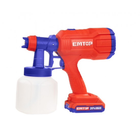 Pistol de vopsit cu 1 acumulator 2.0Ah, 800ml, EMTOP