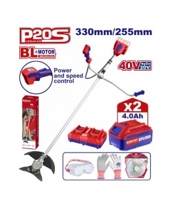 Motocoasa electrica/Trimmer cu 2 acumulatori 4.0Ah, motor fara perii (brushless), , accesorii incluse, EMTOP