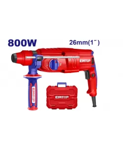 Ciocan electric rotopercutor, 800W, 2.5J, 3 burghie si 2 dalti incluse, cutie de transport , EMTOP Ciocan electric rotopercutor, 800W, 2.5J, 3 burghie si 2 dalti incluse, cutie de transport , EMTOP