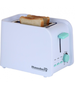 Prajitor de paine Hausberg HB-195B, 750 W, 2 felii, functie decongelare, functie reincalzire, 6 trepte putere, alb/bleu