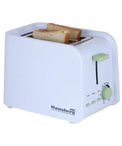 Prajitor de paine Hausberg HB-195VR, 750 W, 2 felii, functie decongelare, functie reincalzire, 6 trepte putere - Alb/Verde