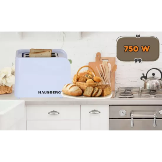 Prajitor de paine Hausberg HB-195VR, 750 W, 2 felii, functie decongelare, functie reincalzire, 6 trepte putere - Alb/Verde Prajitor de paine Hausberg HB-195VR, 750 W, 2 felii, functie decongelare, functie reincalzire, 6 trepte putere - Alb/Verde