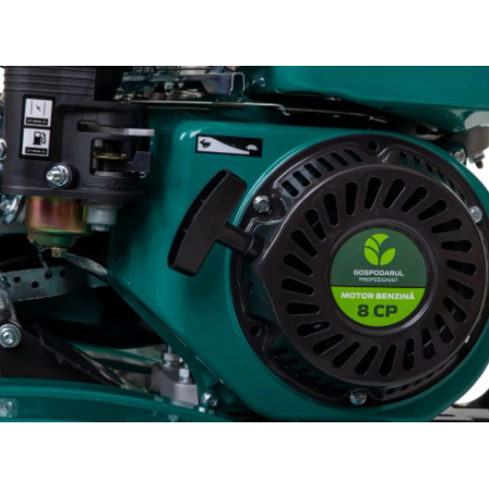 Motosapa pe benzina GP-800, 8CP, latime de lucru 60-80 cm, roti de transport 4.00-8, plug, rarita si freze pentru sapat  Gospodarul Profesionist