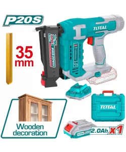 Pistol cuie pentru mobila 20V-2.0Ah 10mm-35mm(INCLUDE ACUMULATOR+ INCARCATOR) TOTAL Pistol cuie pentru mobila 20V-2.0Ah 10mm-35mm(INCLUDE ACUMULATOR+ INCARCATOR) TOTAL